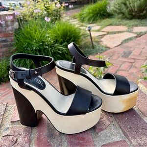 Luxurious Chanel Colorblock Leather Platforms 37 Authentic Damaged